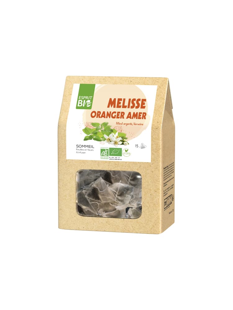 Esprit Bio Mélisse - Oranger Amer à Infuser Bio Sommeil 15 Sachets Pyramides