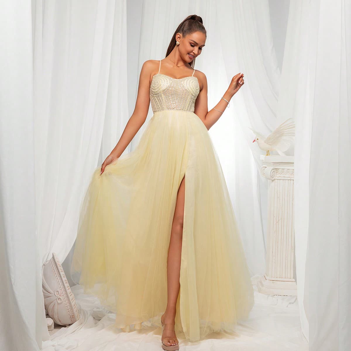 Robe Camisole De Style Féerique Haut De Gamme Pour Femme, Luxueuse Et Sophistiquée, Adaptée Aux Occasions Sociales Exclusives