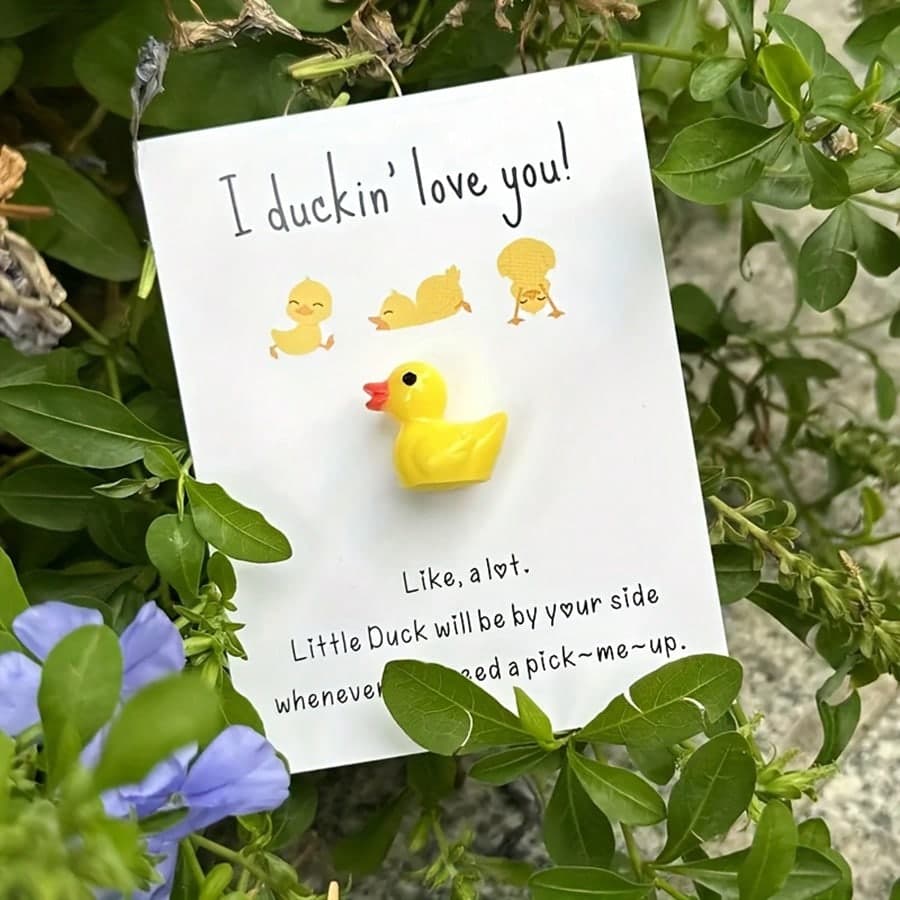 1 pièce Je t"aime , carte d'encouragement de poche en forme de canard avec mini canard en résine, Cadeau inspirant pour la famille, les amis et les
