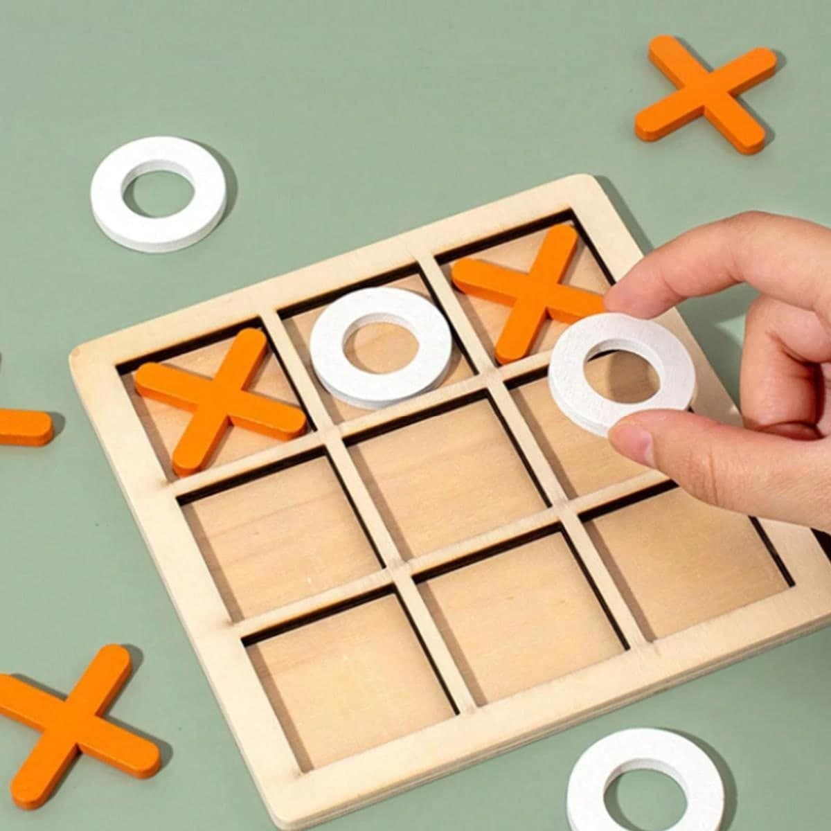 1 ensemble de blocs de morpion en bois Puzzle de grille 3x3 Jeu de table de jouet éducatif pour l\"entraînement logique et mental